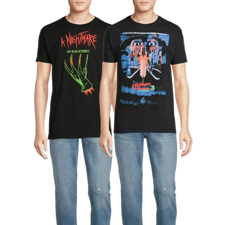 Nightmare on Elm Street Men's and Big Men's Poster and Rainbow Graphic T-Shirt, 2-Pack | Walmart (US)