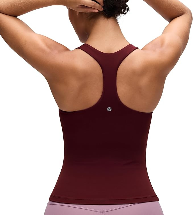 CRZ YOGA Butterluxe Racerback Tank Tops | Light Support, Built in Bra, Removable Pads, Yoga, Extr... | Amazon (US)