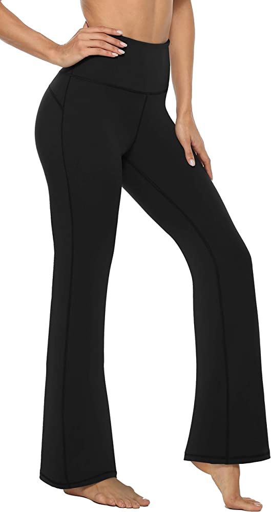 AFITNE Women's Bootcut Yoga Pants with Pockets, High Waist Workout Bootleg Yoga Pants Tummy Control  | Amazon (US)