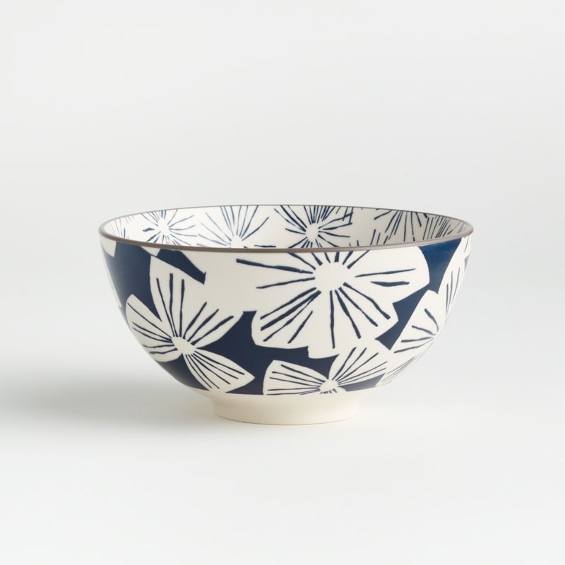 Mai 6" Blue Floral Bowl + Reviews | Crate & Barrel | Crate & Barrel