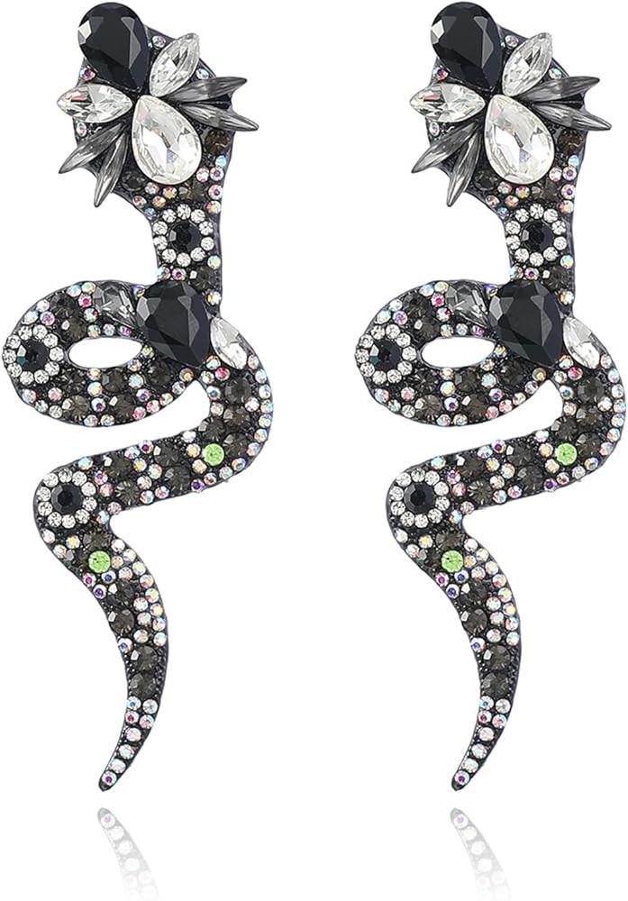 Colorful Snake Earrings Crystal Snake Serpent Drop Dangle Earrings Vintage Animal Halloween Jewel... | Amazon (US)