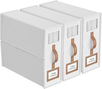 3-Pack Foldable Bed Sheets Set Organizers and Storage(King & Queen Size),Linen Fabric Closet Orga... | Amazon (US)