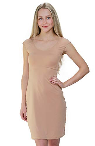 Bradshaw & Palmer The Underall Cap Sleeve Knee Length Full Dress Slip - Nude, Large | Amazon (US)