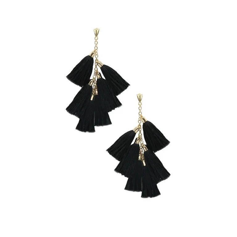 Day Dreamer Tassel Earrings in Black | Walmart (US)