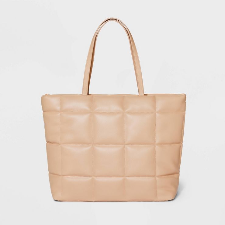 Quilted Athleisure Soft Tote Handbag - A New Day&#8482; Tan | Target