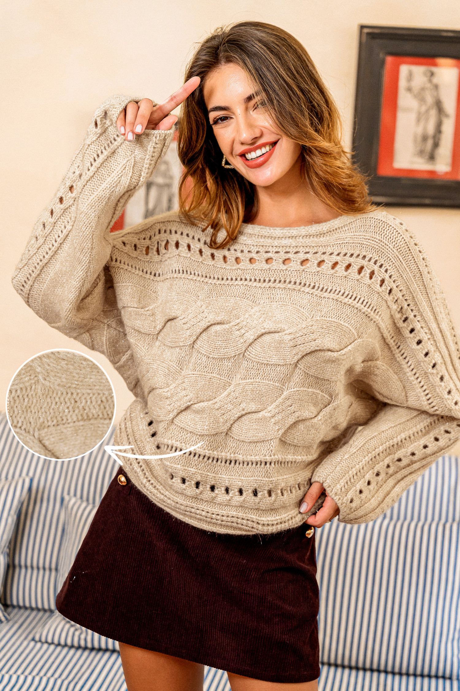 Low Key Beige Sweater - S | Cupshe US
