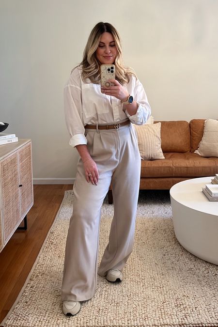 White button down shirt outfit // early fall outfit, white button up shirt, workwear outfit, wear to work, business casual outfit

#LTKstyletip #LTKSeasonal