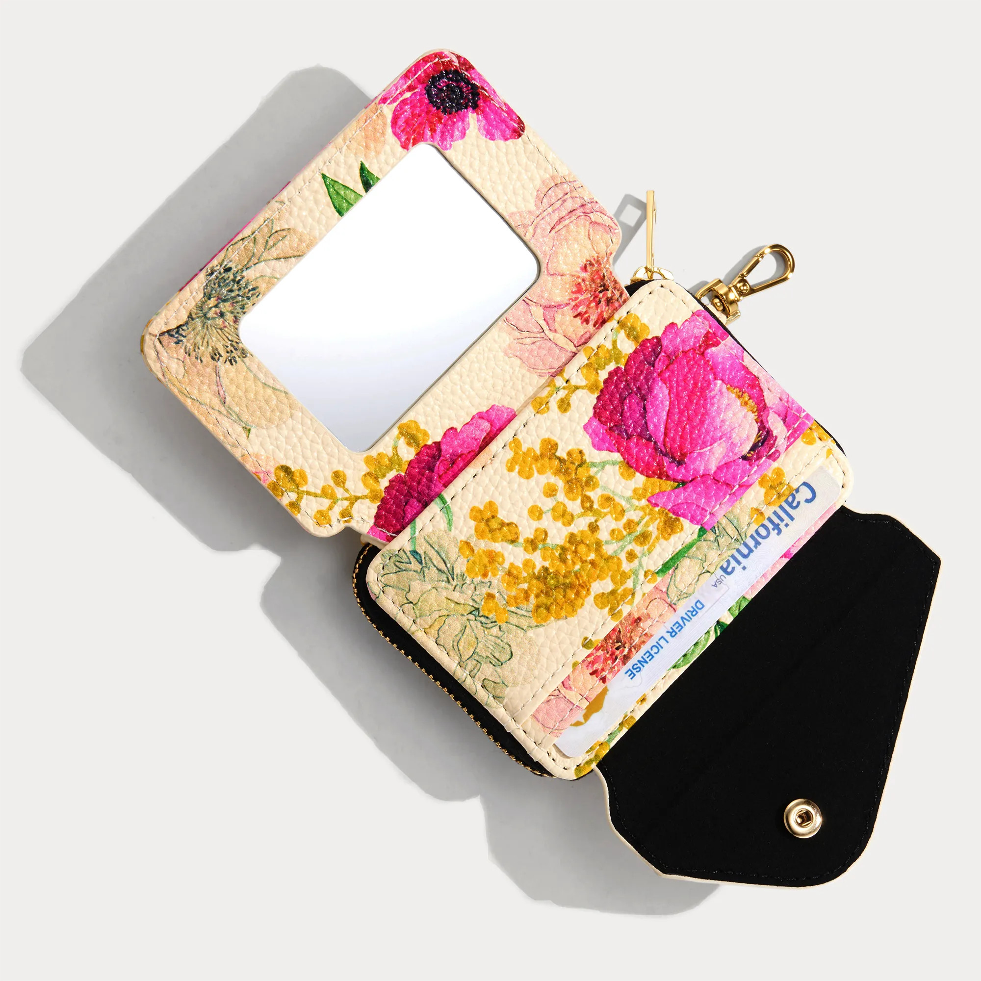 Add-On Mirror Magnet Wallet - Ceci Ivory Floral/Gold | Bandolier