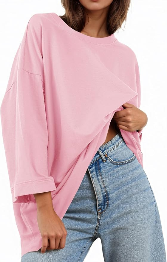 Tankaneo Womens Oversized 3/4 Bell Sleeve TShirts Casual Crewneck Fall Trendy Tunic Tops Loose Fi... | Amazon (US)