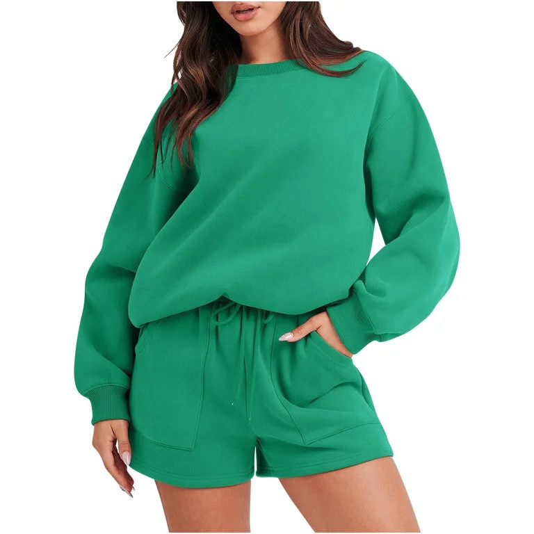 RQYYD Womens Tracksuits 2 Pieces Women 2 Piece Outfits Sweatsuit Oversized Sweatshirt & Lounge Sh... | Walmart (US)