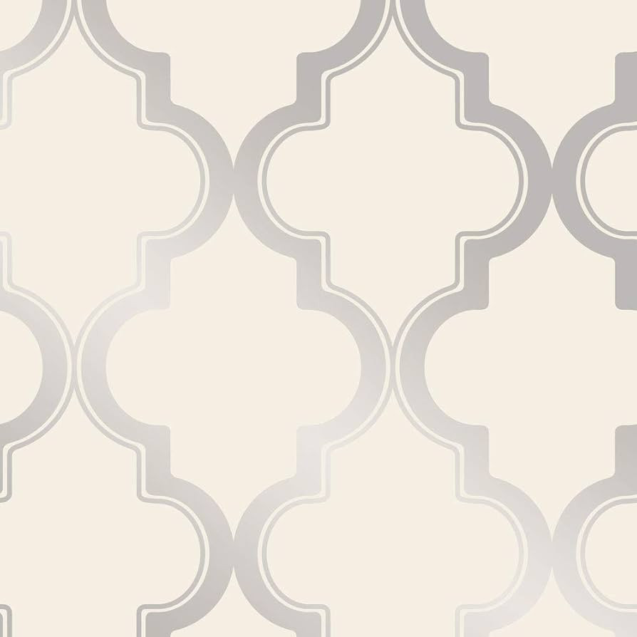 Tempaper Cream & Metallic Silver Marrakesh Removable Peel and Stick Wallpaper, 20.5 in X 16.5 ft,... | Amazon (US)