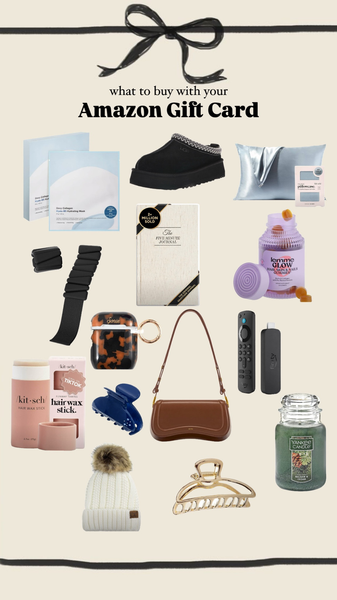 What to buy with your Amazon gift card 💌 Amazon beauty, Amazon gifts, Amazon set, Amazon activewear, Amazon loungewear, Amazon wellness, Amazon accessories, Amazon home, Amazon favorites, ugg slippers, collagen mask, sheet mask, satin pillowcase, brown handbag, amazon handbag, winter candle, airpod case,
 

#LTKFindsUnder100 #LTKGiftGuide #LTKHoliday