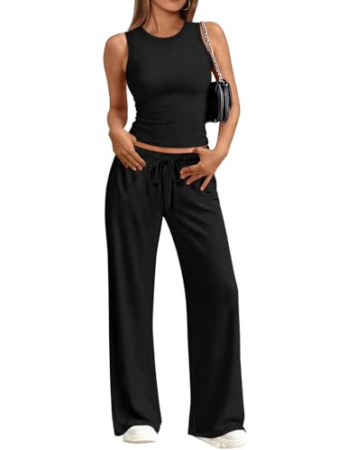 Trendy Queen Women's 2 Piece Summer Lounge Sets Butter Soft Tank Top & High Waisted Wide Leg Pant... | Amazon (US)