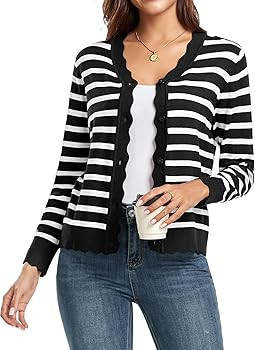 GRECERELLE Women's Long Sleeve V-Neck Button Down Cardigan Knit Shrugs Sweater | Amazon (US)