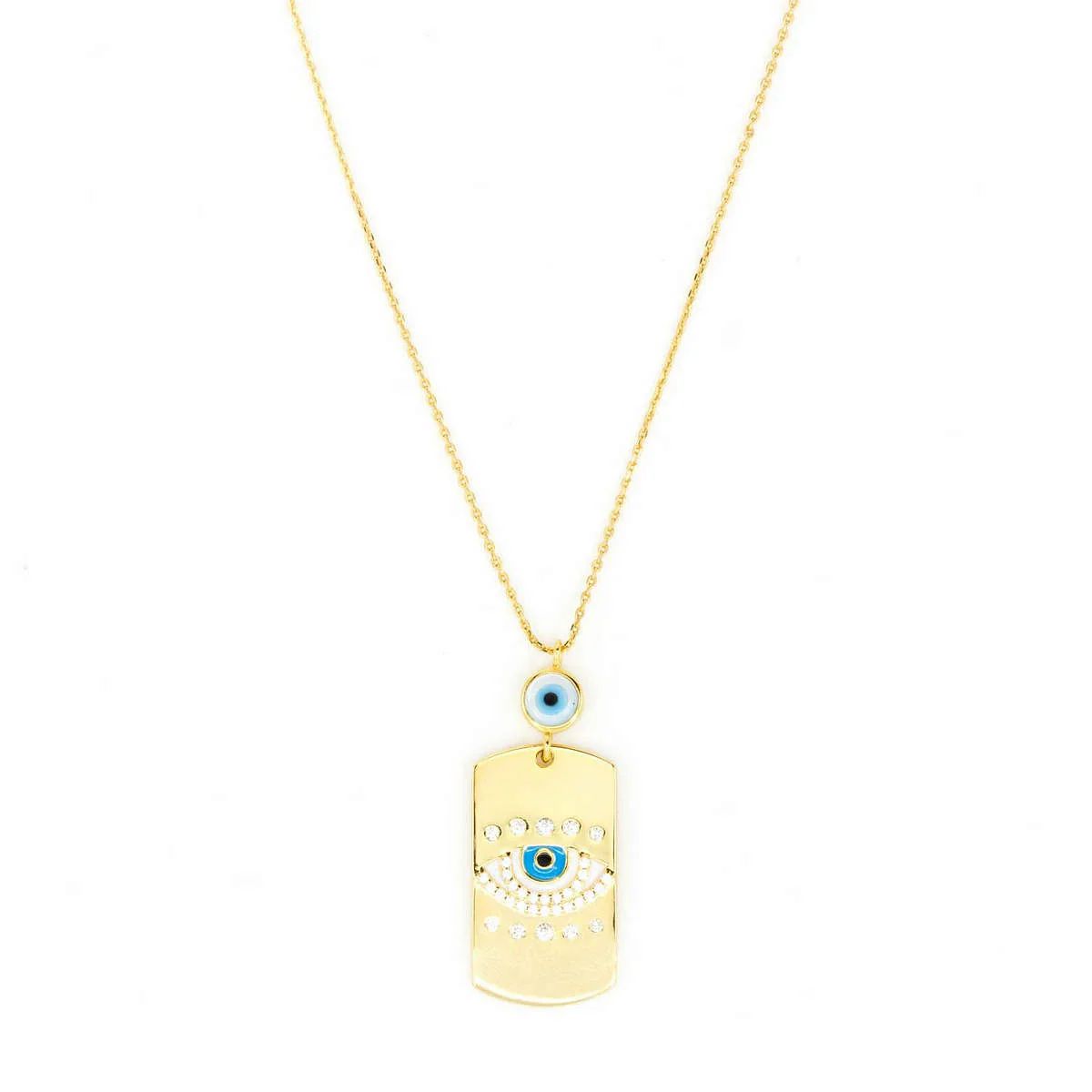 Dog Tag Evil Eye Necklace | Ragen Jewels