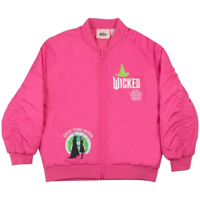 WICKED Girls Zip-Up Bomber Jackets WICKED Logo Graphic Print Zipper Jacket for Kids & Teens Casua... | Walmart (US)