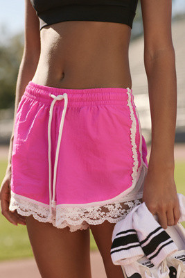 Daily Practice Long Jump Lace-Trim Drawstring Shorts | Anthropologie (US)
