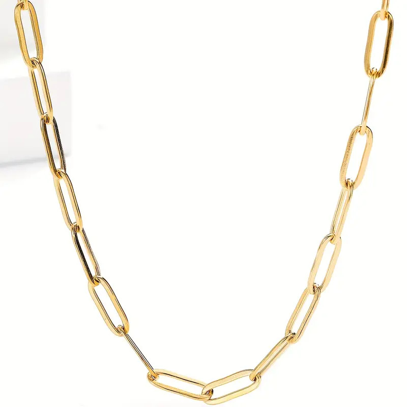 Stainless Steel Plated Paperclip Chain Design Necklace, For Women Girls Daily Holiday Vacation Ac... | Temu Affiliate Program