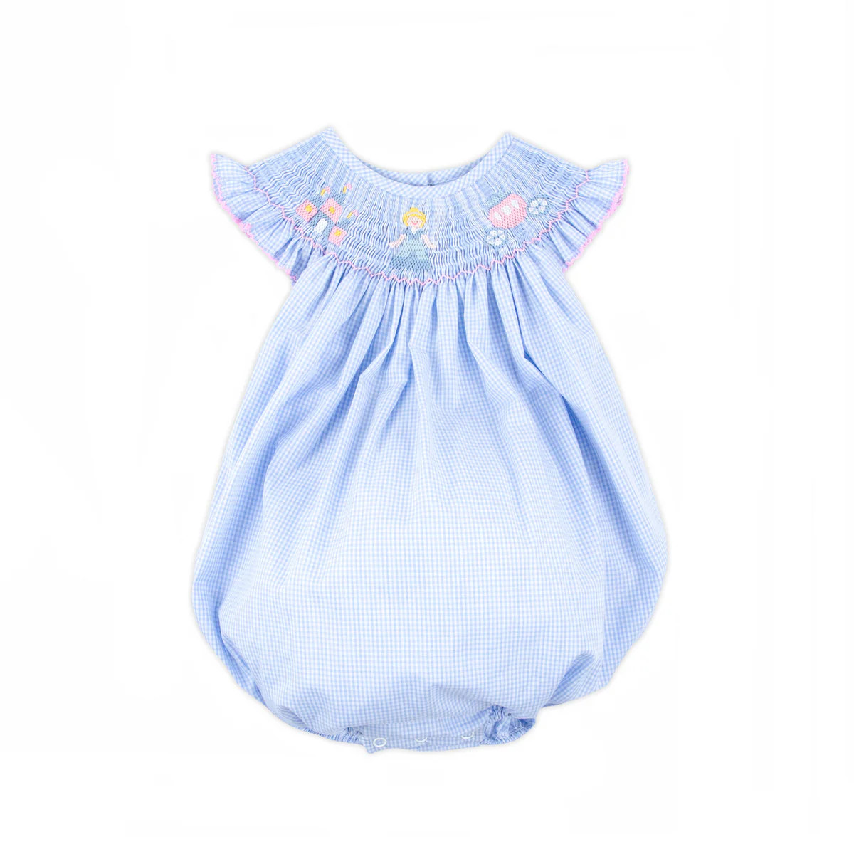 Princess Light Blue Gingham Smocked Bubble | Classic Whimsy