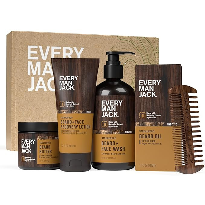 Every Man Jack Mens Sandalwood Beard Set - 5 Full-Sized Grooming Essentials For a Complete Routin... | Amazon (US)