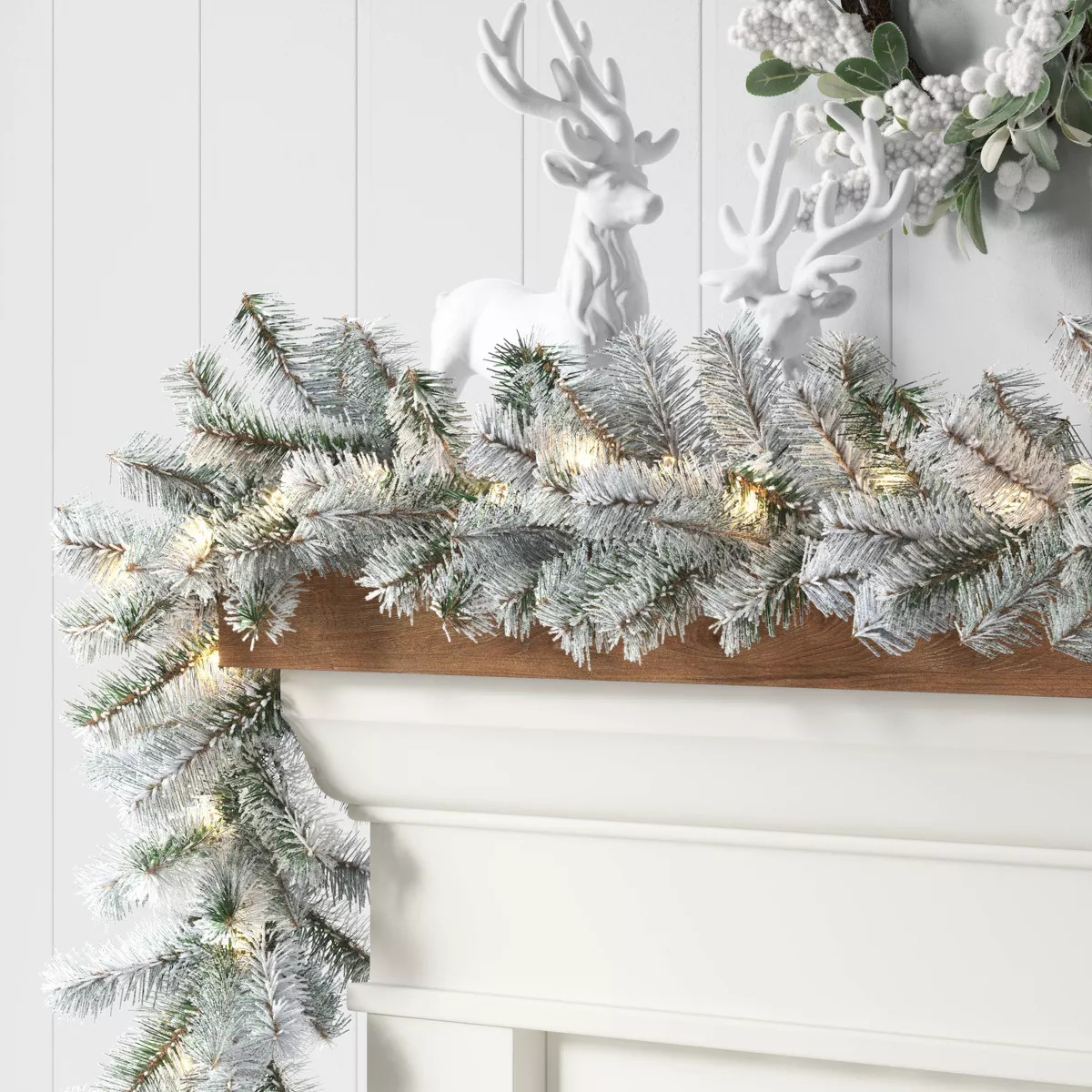 9' Christmas Flocked Canadian Garland with LED Lights - Wondershop™ | Target