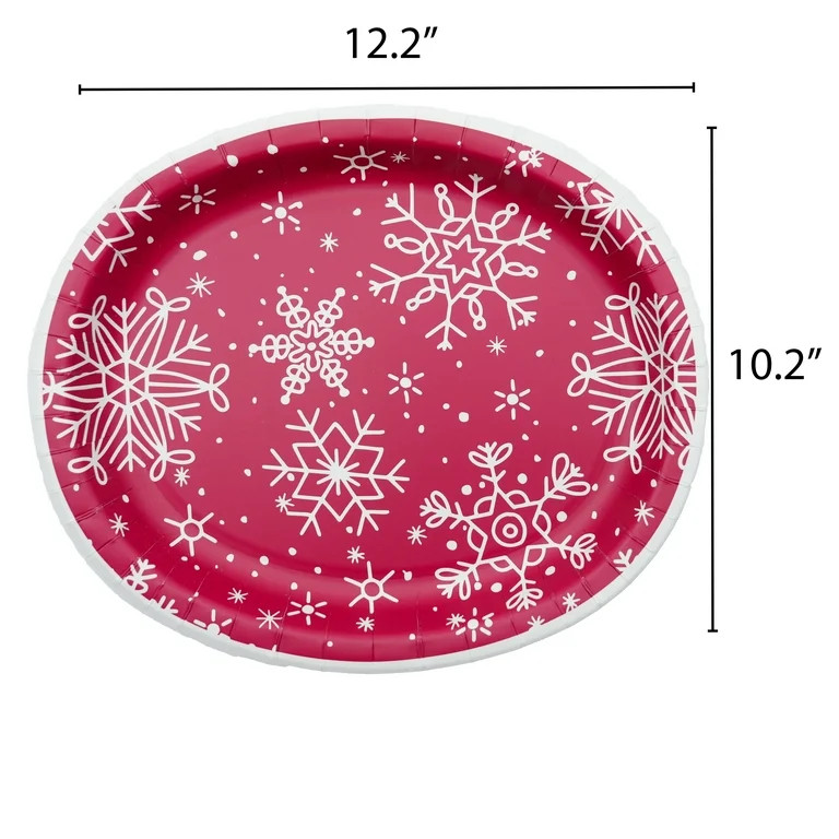 Red with White Snowflakes Disposable Paper Serving Platter, Oval, 10" x 12", Red, 8 Count, by Hol... | Walmart (US)