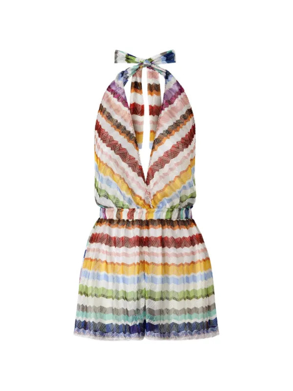 Zigzag-knit halterneck playsuit | Farfetch Global