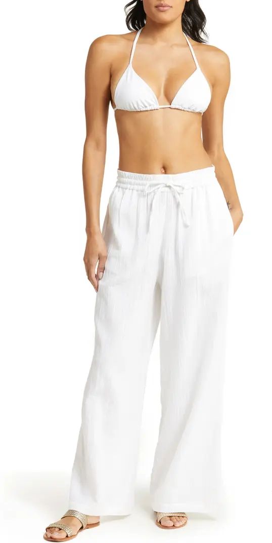 Sunset Beach High Waist Cotton Gauze Cover-Up Pants | Nordstrom