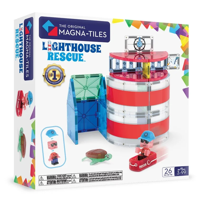 The Original MAGNA-TILES\u00ae Lighthouse Rescue 26-Piece Magnetic Construction Set | Walmart (US)