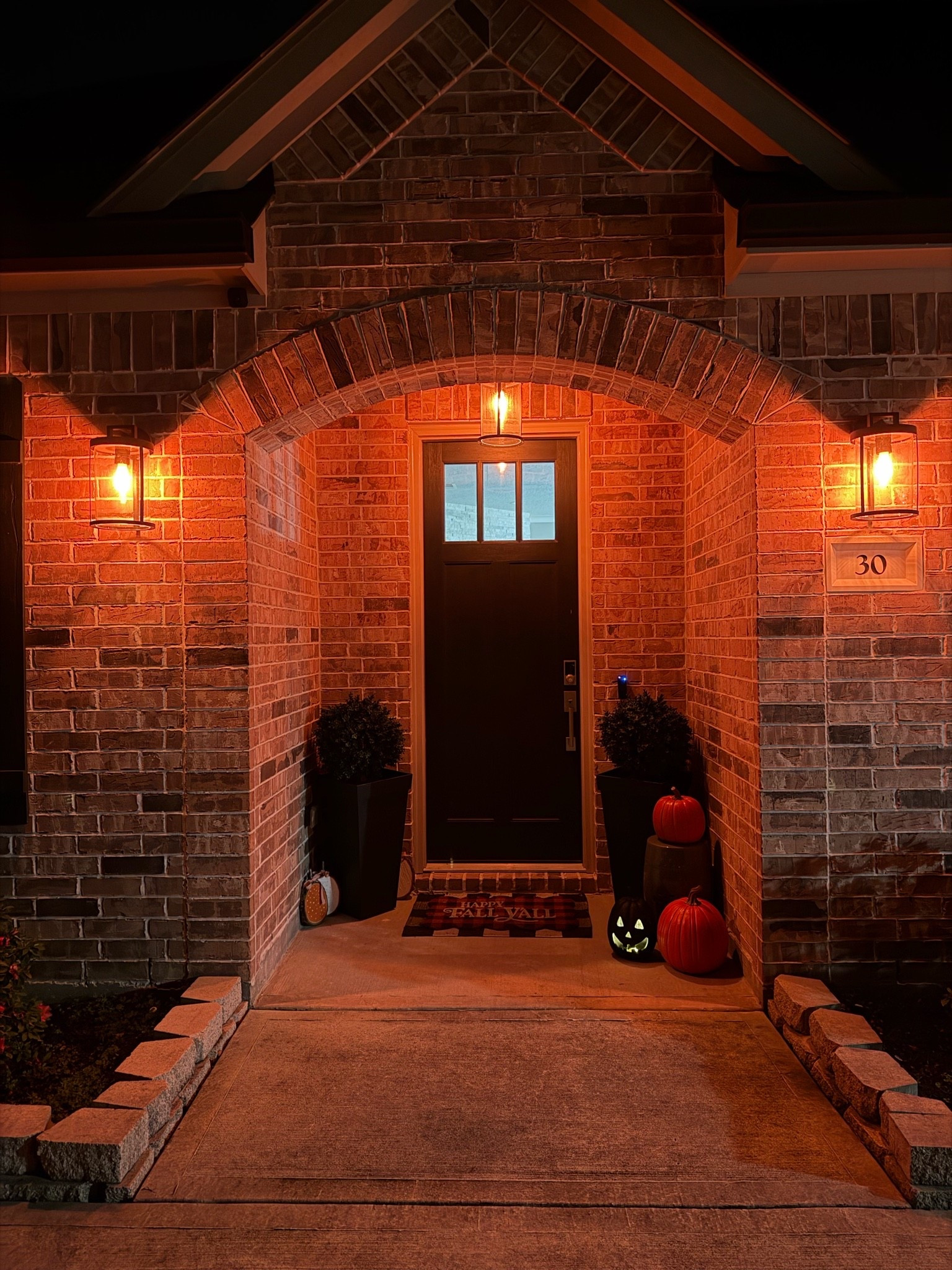 My Halloweenn front door, these lights are the best!! I can change the colors and operate them from my phone so easy!