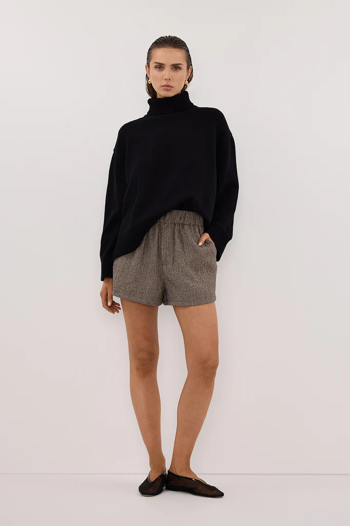 FRANKIE CHOC TWEED ELASTIC SHORT | DISSH