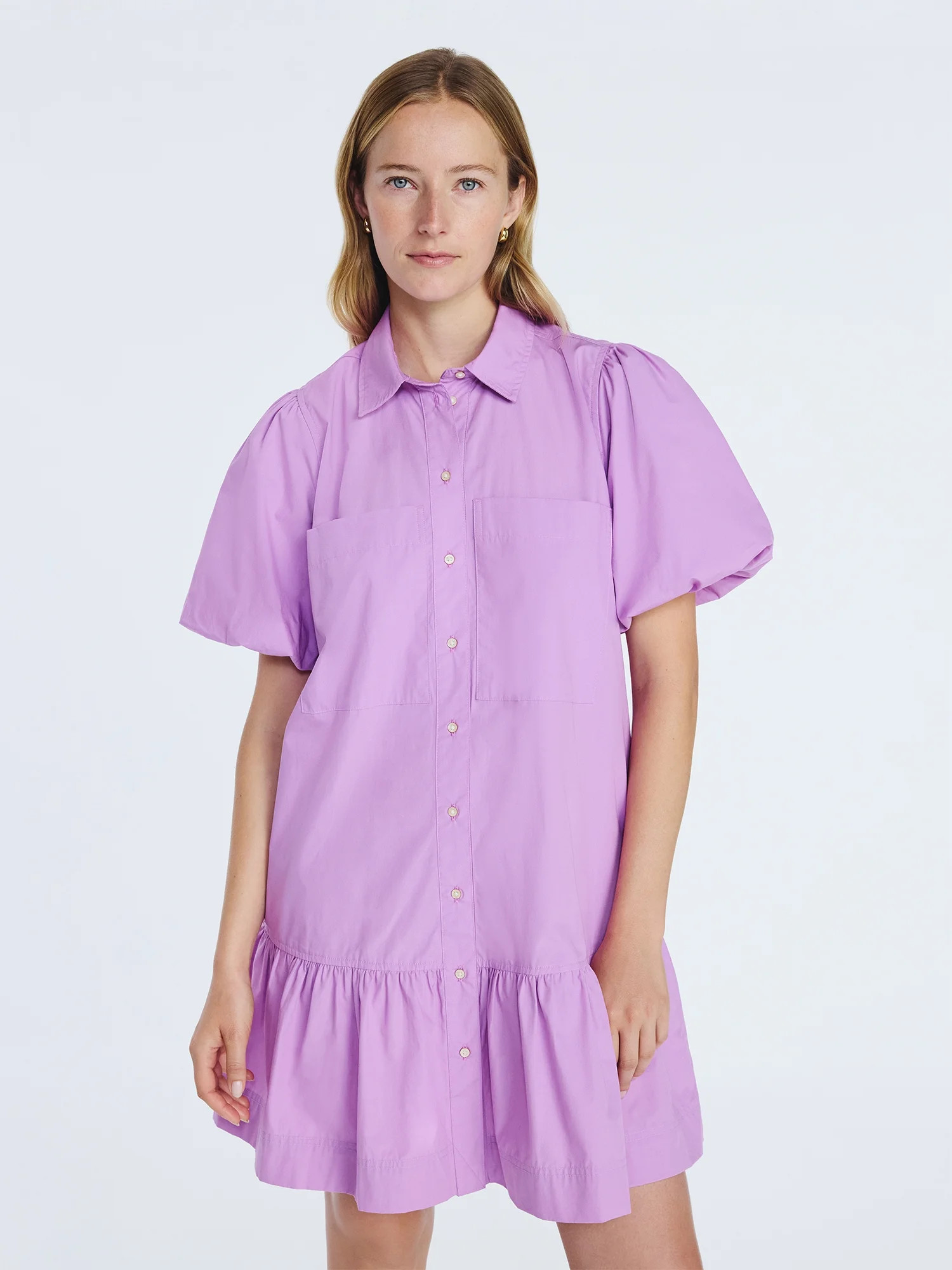 Free Assembly Women’s and Women's Plus Cotton Ruffle Mini Dress with Puff Sleeves, Sizes XS-4X | Walmart (US)