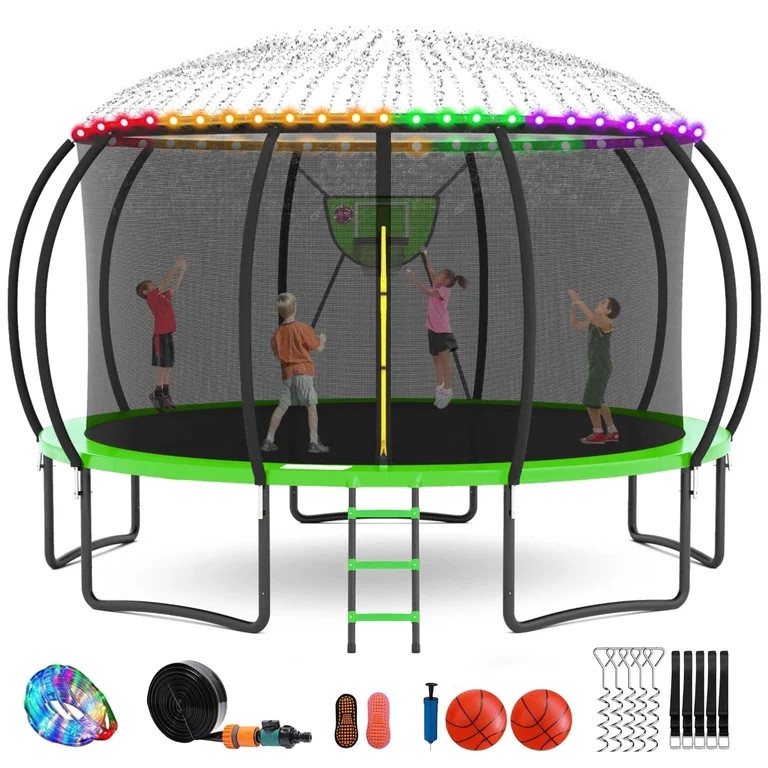 GVDV 16FT Outdoor Trampoline for Kids & Adults, Recreational Trampoline w/Ladder & Safety Net | Walmart (US)