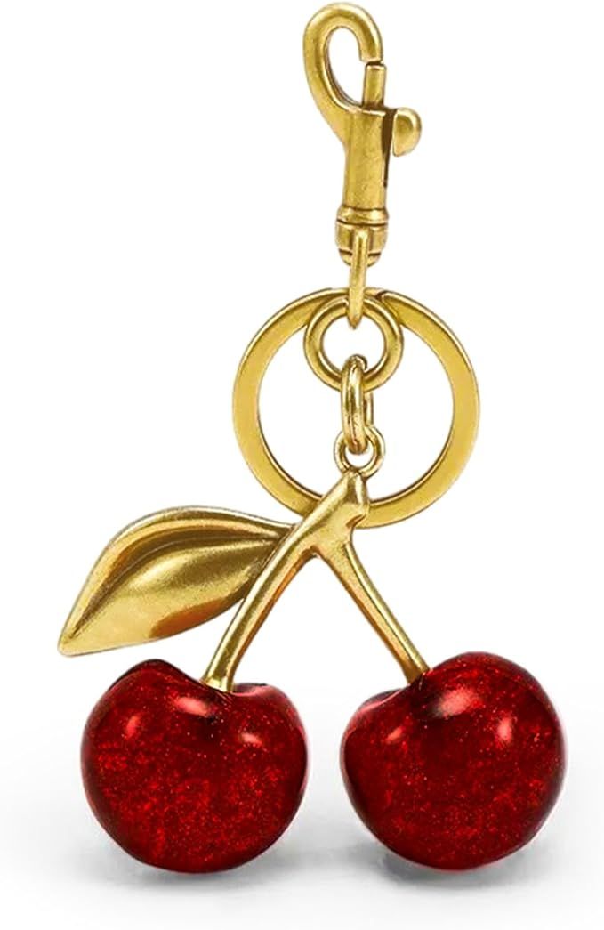 Glitter Cherry Bag Charm with Key Ring and Clip – Sparkling Resin & Metal Accessory for Purses ... | Amazon (US)