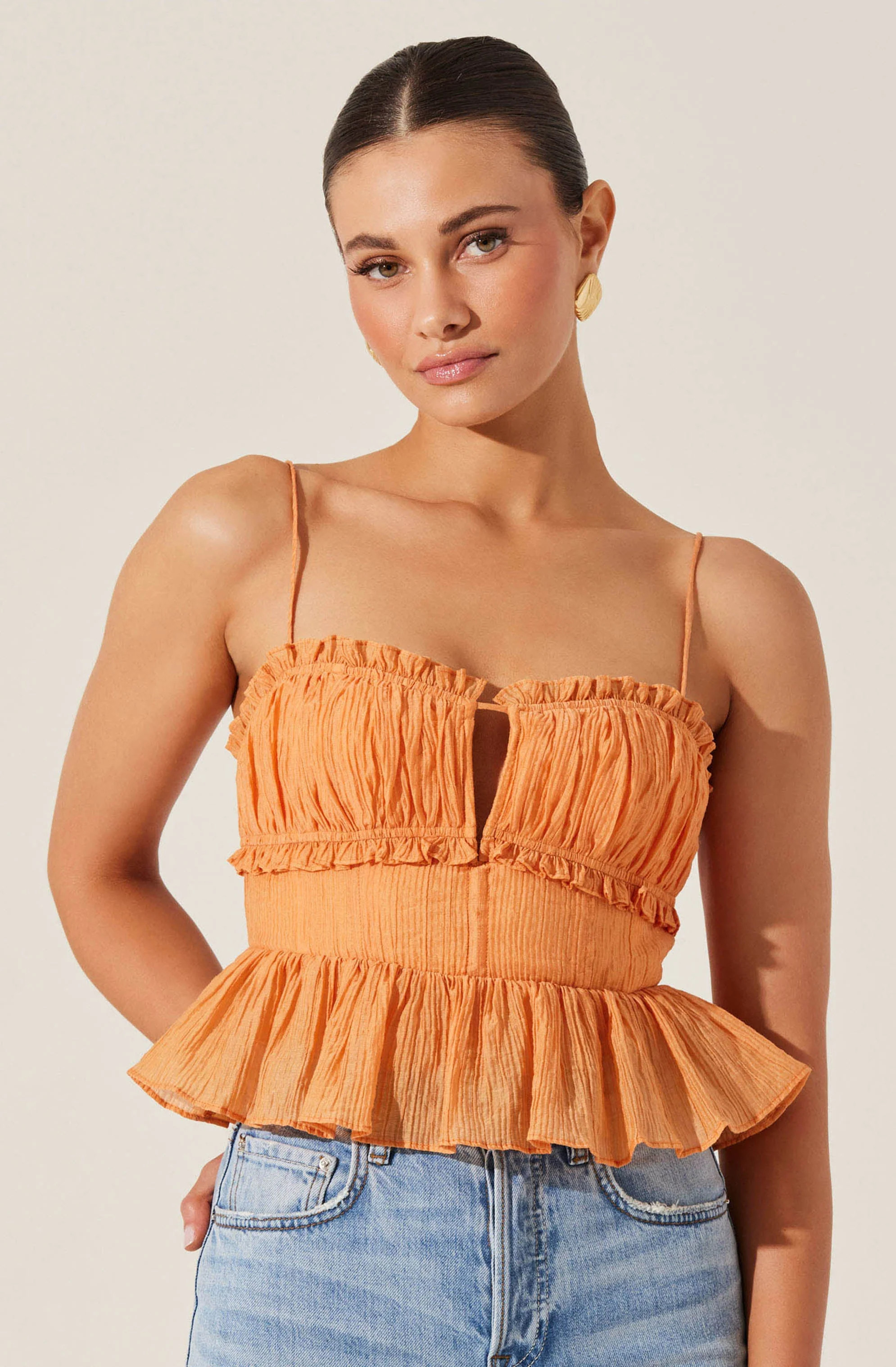 Sylvan Shirred Peplum Top | ASTR The Label (US)