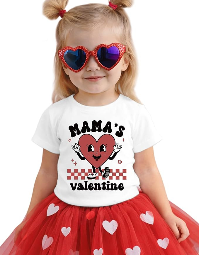 SANIXJOO Mama's Valentine's Day Toddler Shirt Valentine Kids Retro Heart Graphic T-Shirts Cute Gi... | Amazon (US)