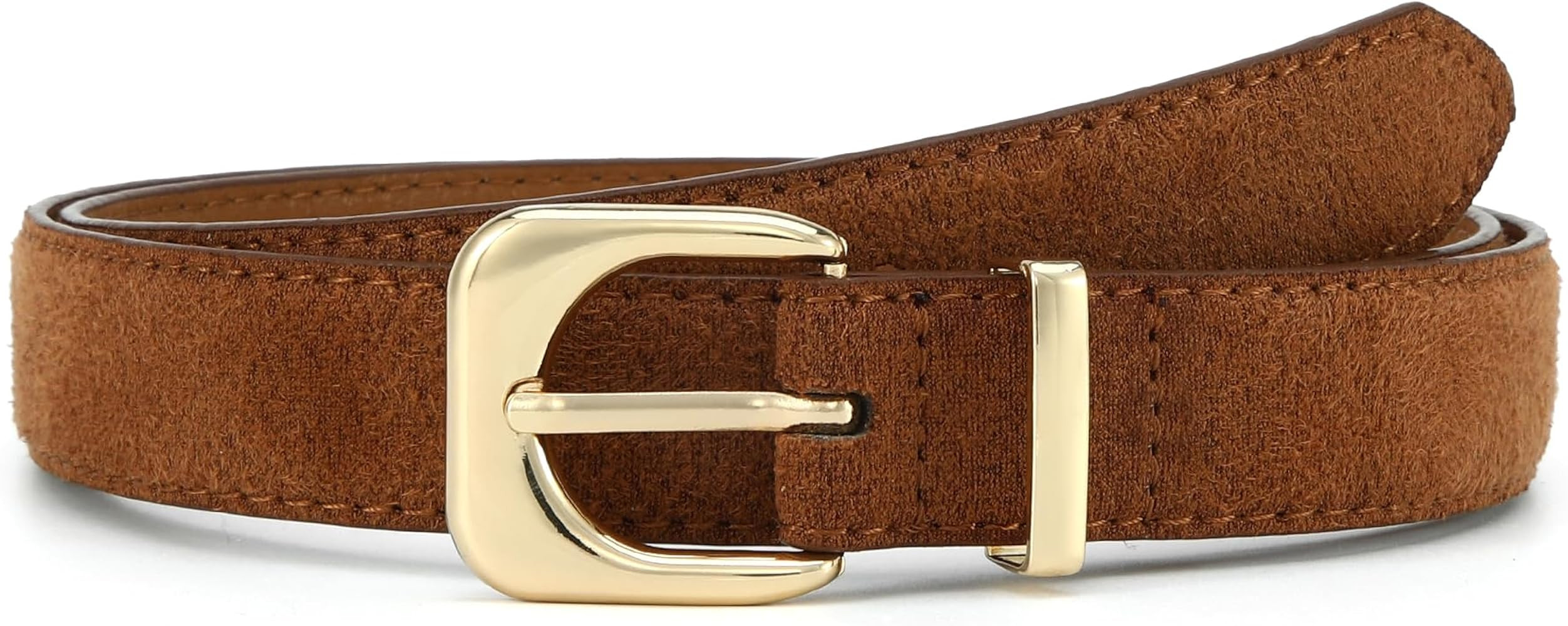 Earnda Belts for Women Faux Leather Waist Belt with Gold/Silver Buckle Casual Jeans Pants Dresses | Amazon (US)