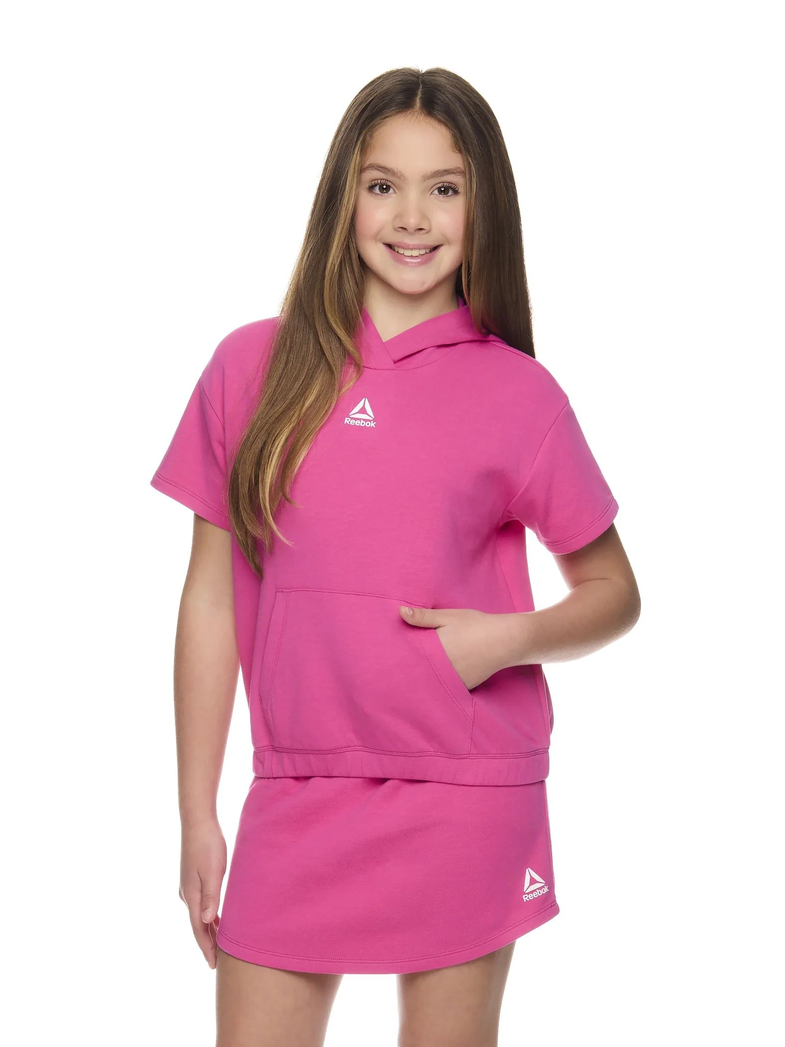 Reebok Girls Active Short Sleeve Hoodie, Sizes 4-18 - Walmart.com | Walmart (US)