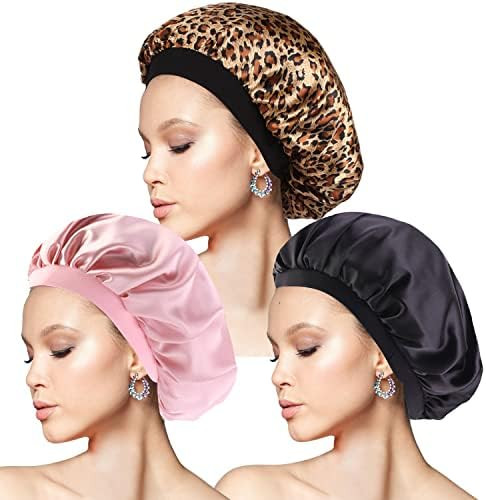 Silk Bonnet 3 Pieces Satin Bonnet Sleep Cap Silk Cap for Sleeping Bonnet Sleep Cap Silk Satin Hai... | Amazon (DE)