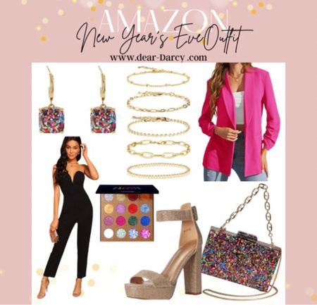 Amazon New years Outfit
Affordable and ships super fast! Arrives in days!
Can wear for the Holidays, or New Year’s Eve! 

Great pieces you can wear again for Valentine’s Day! 

Love the sparkle and the pop of color with black!

Bracelet set is $15.99 for all 5✔️
Make up pallet is $9.99
Blazer $35
Kate spade earrings $38
Acrylic clutch $33
Shoes on sale 40% off $28
Jumpsuit $35.99



#LTKstyletip #LTKSeasonal #LTKunder50