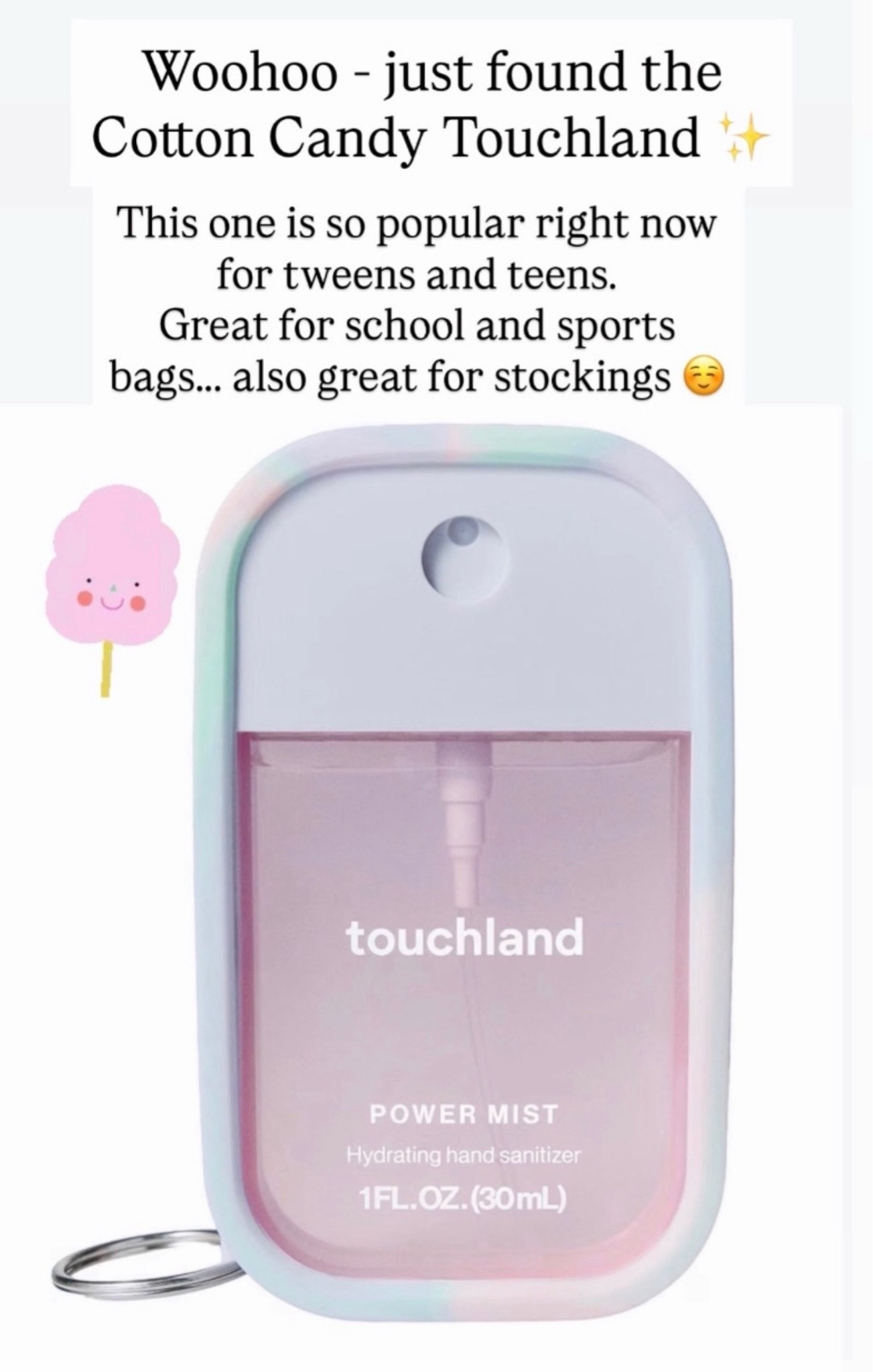 Great stocking stuffer! Cotton candy touchland sanitizer