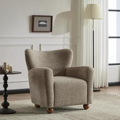Alonzo Upholstered Club Chair with Round Wooden Legs | Wayfair North America