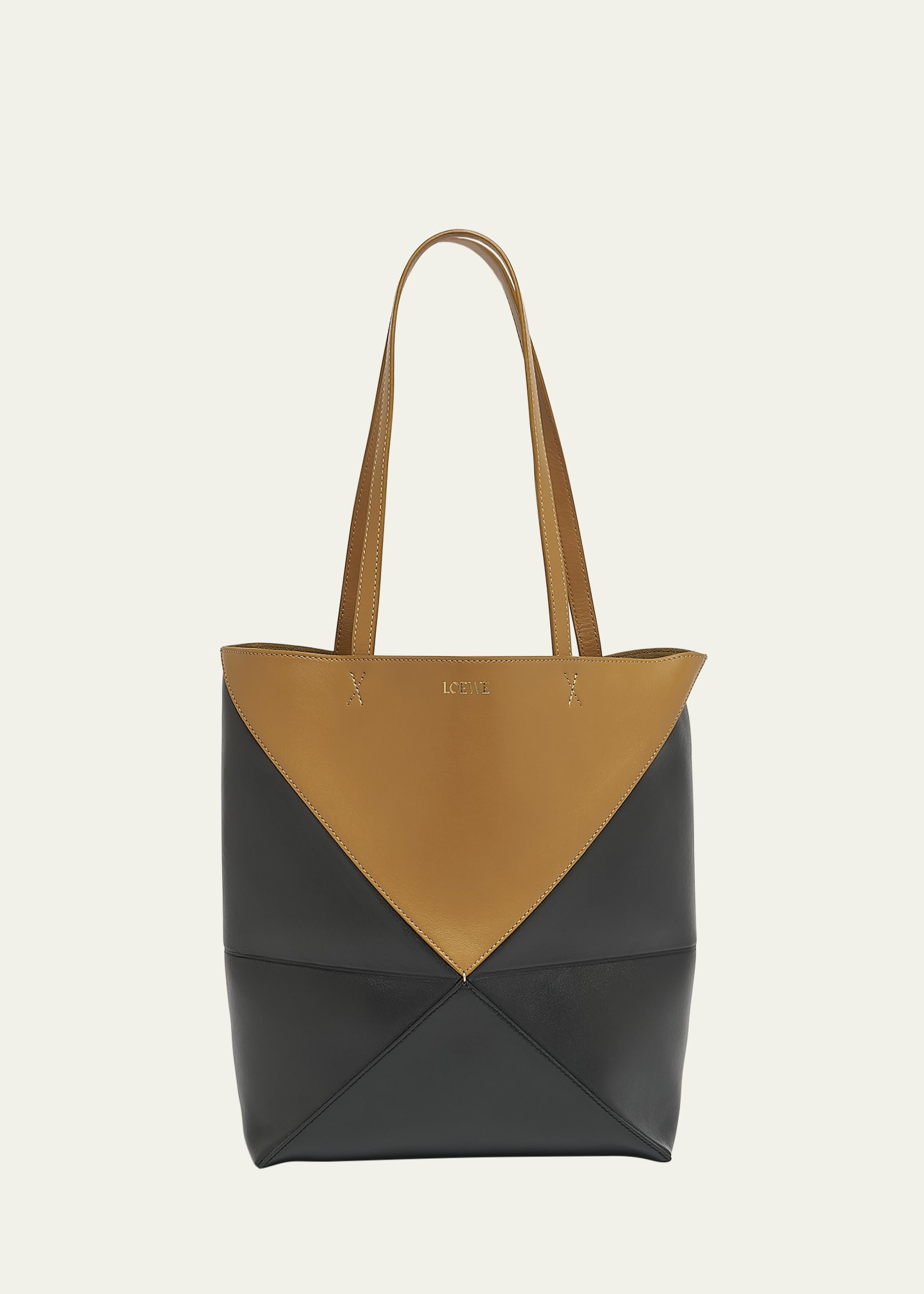 Loewe Puzzle Fold Medium Tote Bag in Shiny Bicolor Leather | Bergdorf Goodman