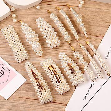 12 Pcs Pearl Hair Clips Large Hair Clips Pins Barrette Ties Hair for Women Girls, Elegant Handmad... | Amazon (US)