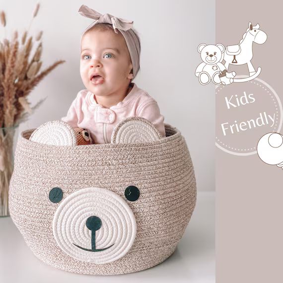 Cute Bear Toy Basket for Your Kids Pet Friendly Baby Shower - Etsy | Etsy (US)
