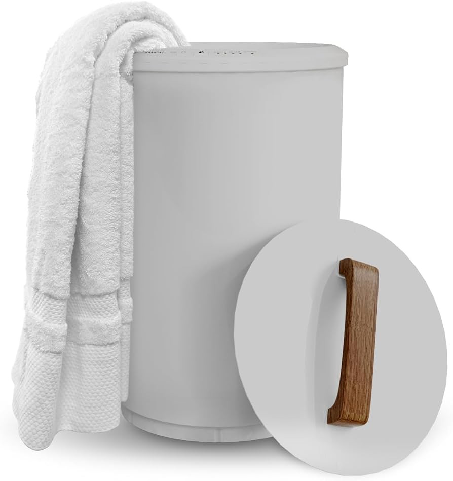 SAMEAT Heated Towel Warmers for Bathroom - Large Towel Warmer Bucket, Wood Handle, Auto Shut Off,... | Amazon (US)