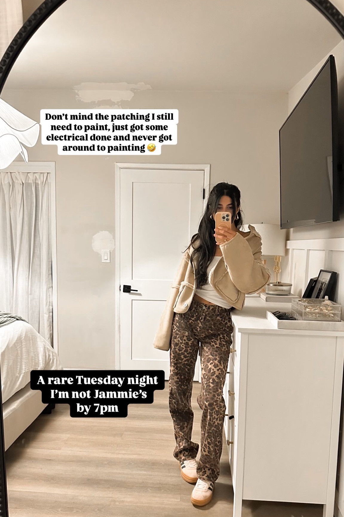 Leopard pants, leopard jeans, organic modern light, adidas. Jacket from @shopjaneandwillow! 