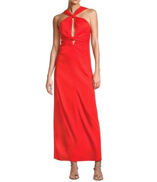 Antonio MelaniBronwyn Linen Blend Halter Neck Sleeveless A-Line Maxi Dress | Dillard's