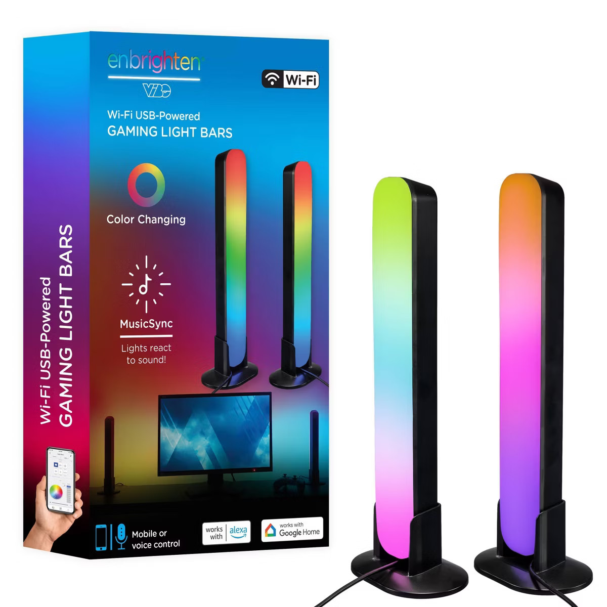 Enbrighten Vibe Wi-Fi Spectrum RGBIC Gaming Light Bar with Music Sync and Color Changing: Special... | Target