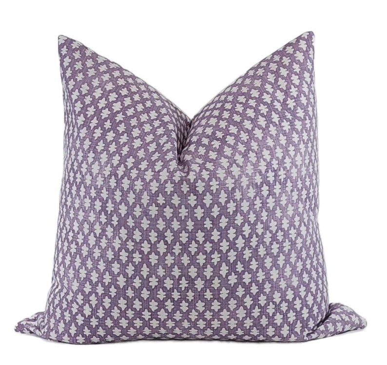 Purple Throw Pillow Cover, MULTIPLE SIZES, Small White Print on Purple Background Pillow Cover - ... | Etsy (US)